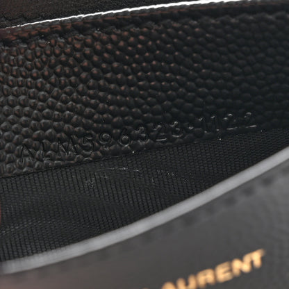 Saint Laurent Grain De Poudre Matelasse Chevron Monogram Flap Card Case Black 9 of 12