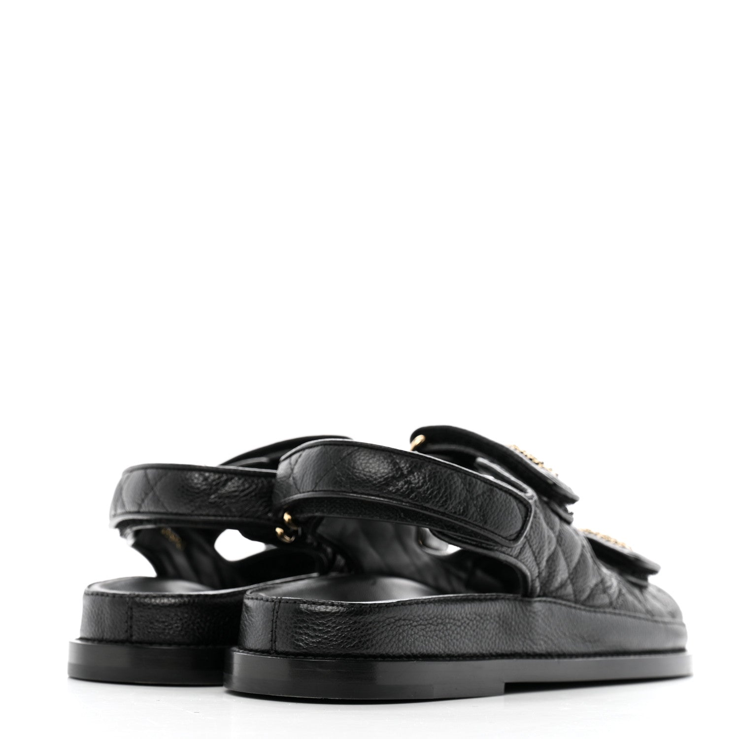 Chanel Grained Calfskin Velcro Dad Sandals 37.5 Black 5 of 13