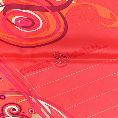 Hermes Silk Comme Histoires Scarf 90 Rouge Prune Orange 3 of 5