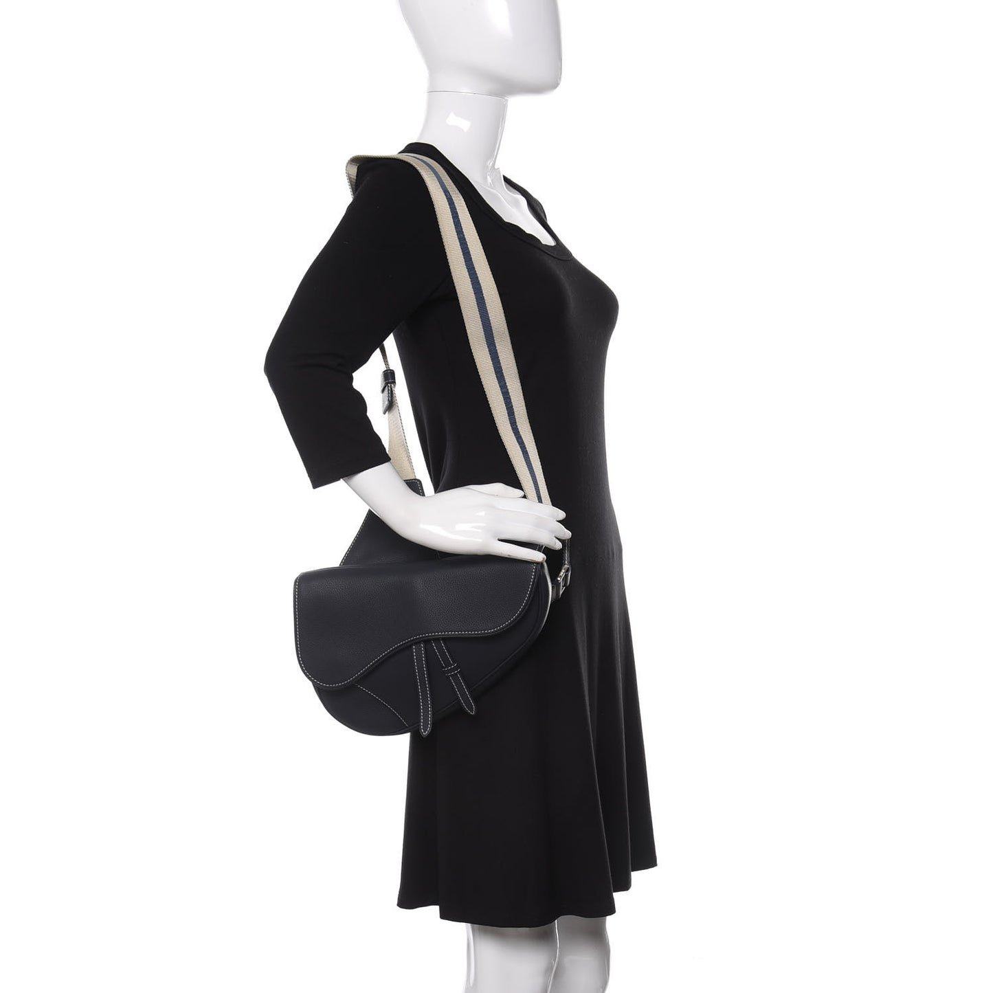 Grained Calfskin Kim Jones Saddle Bag Navy Blue