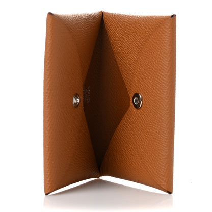 Hermes Epsom Calvi Card Case Gold 5 of 6