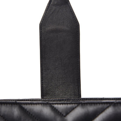 Saint Laurent Lambskin Matelasse Chevron Monogram Shopping Bag Black 13 of 16