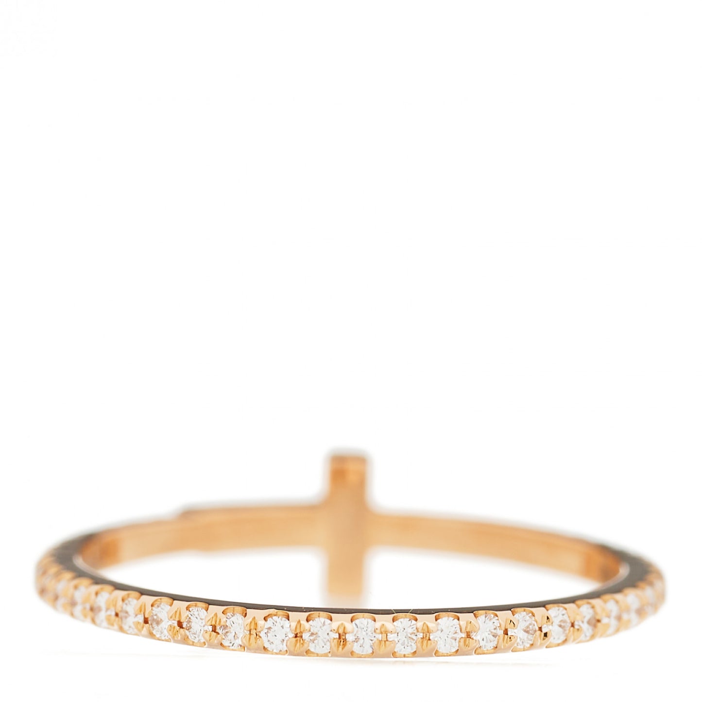 18K Yellow Gold Diamond T Wire Pave Ring 50 5.5