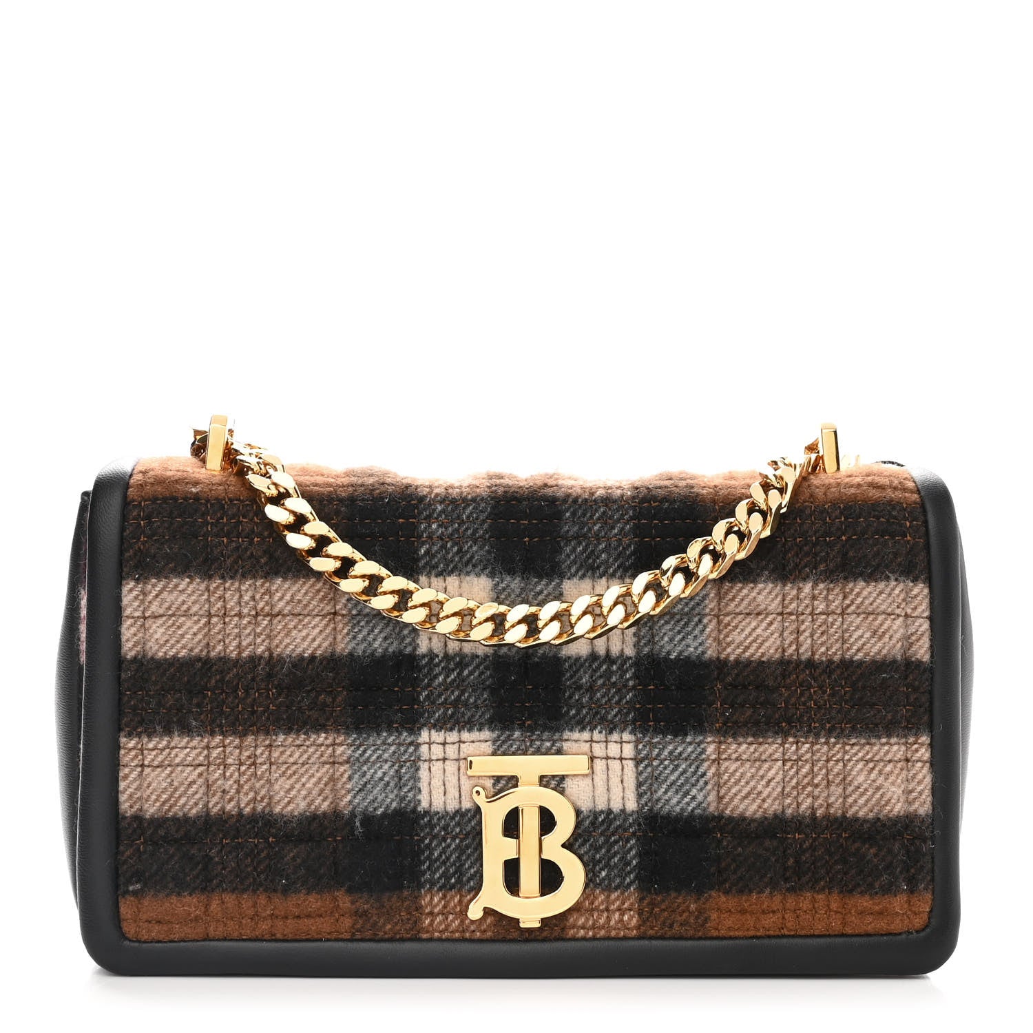 Burberry Check Cashmere Small Lola Bag Black 1 of 10