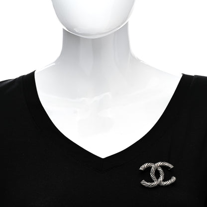 Chanel Crystal Twisted CC Brooch Silver 2 of 4