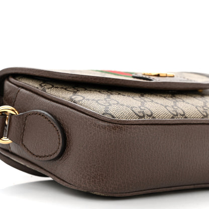 Gucci GG Supreme Monogram Textured Dollar Calfskin Mini Ophidia Flap Shoulder Bag Beige Ebony New Acero 9 of 10