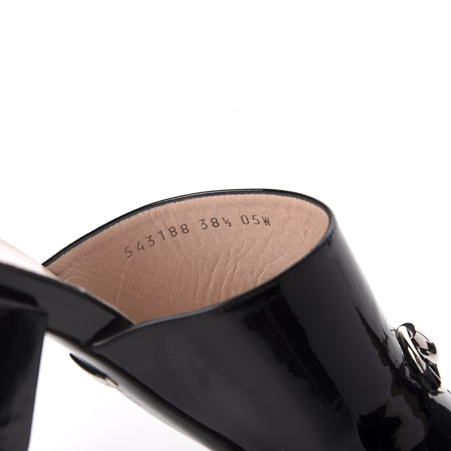 Gucci Patent Lexi Horsebit Mid-Heel Slide Sandals 38.5 Black 10 of 12