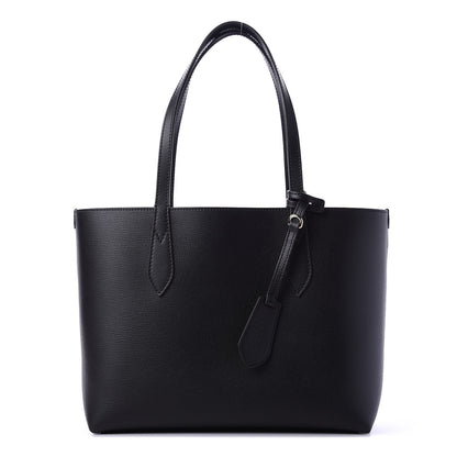 Burberry Grainy Calfskin Haymarket Check Medium Reversible Tote Black 1 of 10