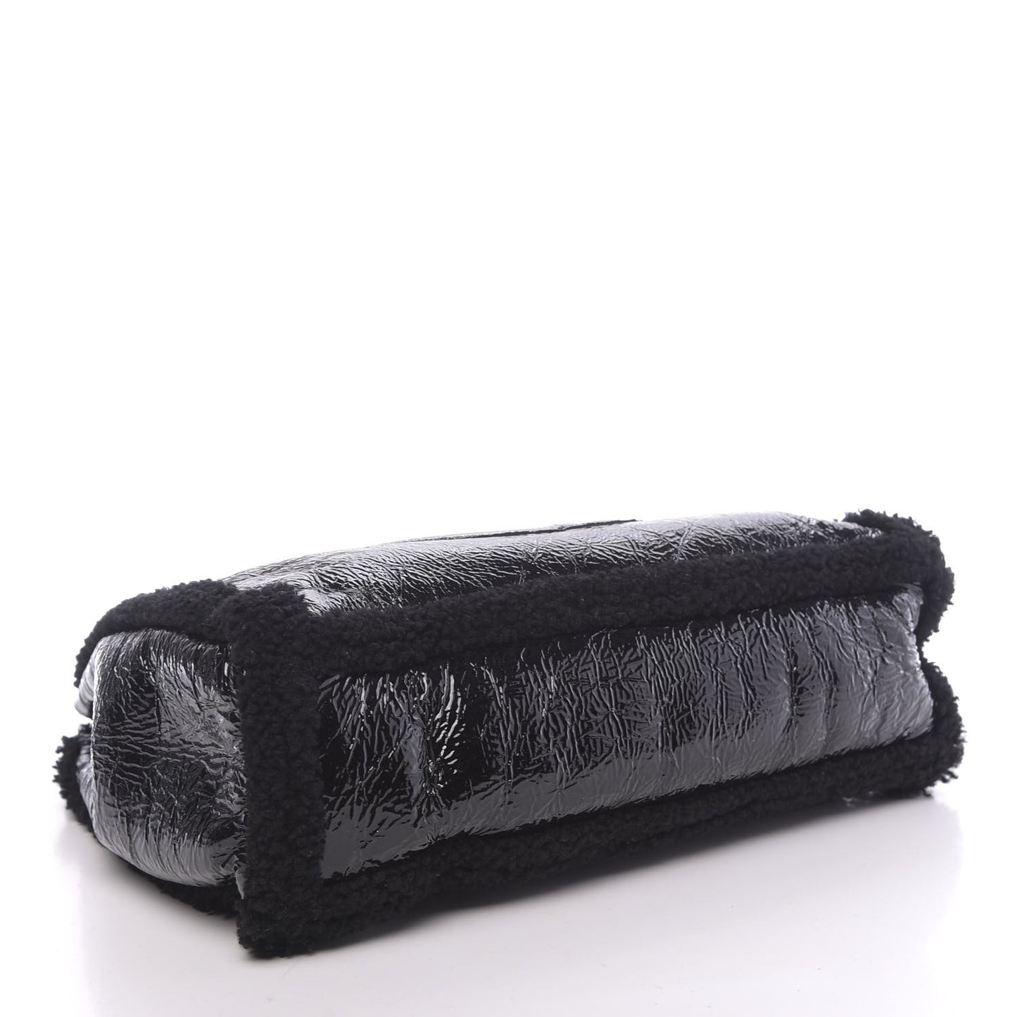 Patent Shearling Medium Soho Chain Shoulder Bag Black