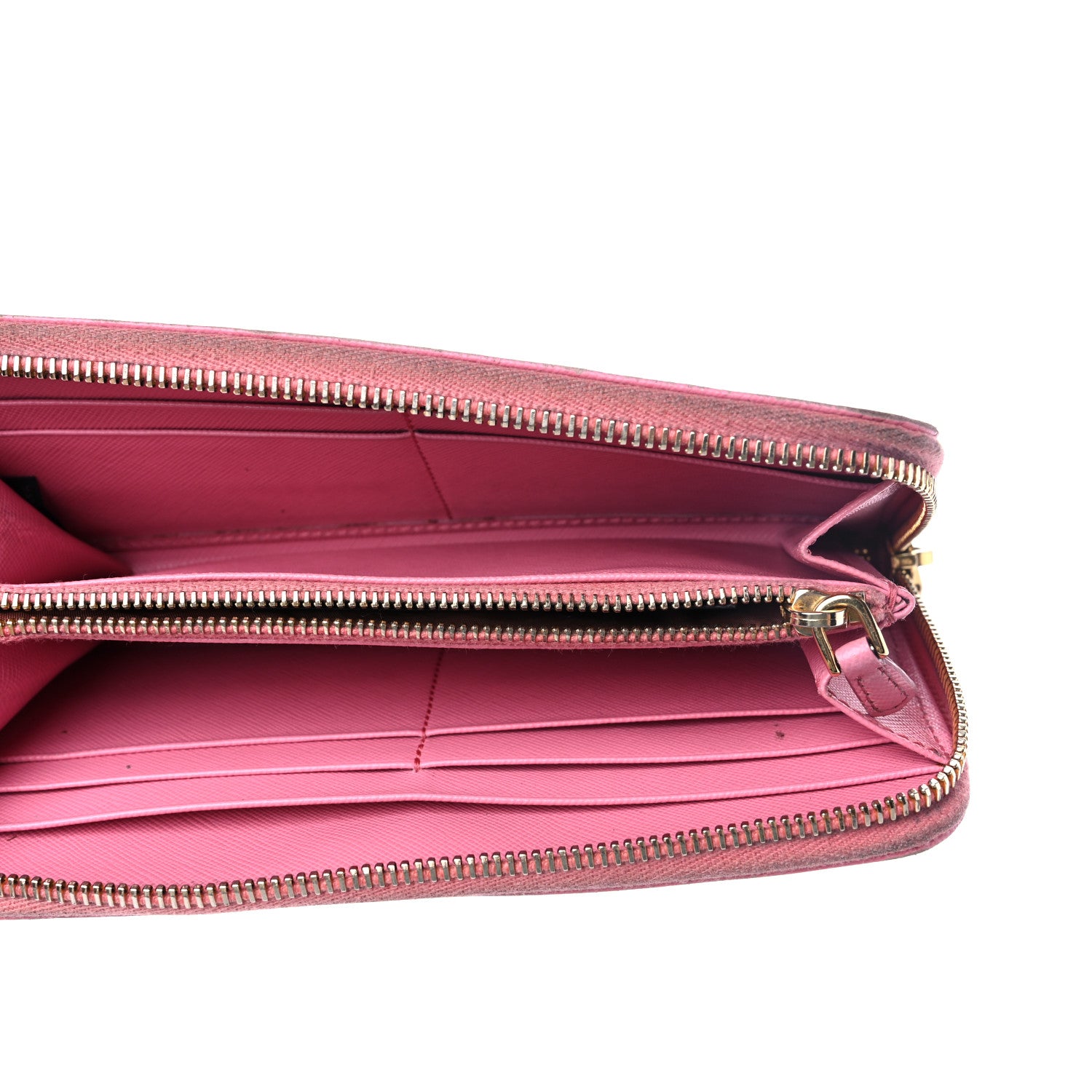 Prada Saffiano Metal Zip Around Wallet Geranio 5 of 23