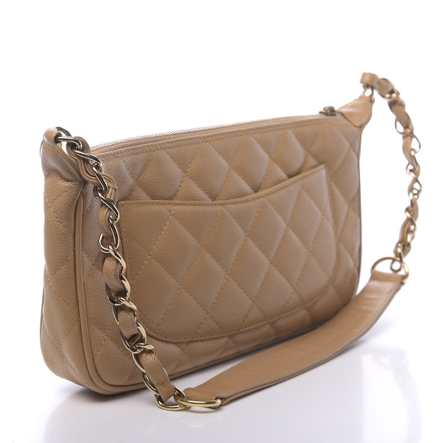 Caviar Quilted Timeless CC Shoulder Bag Beige