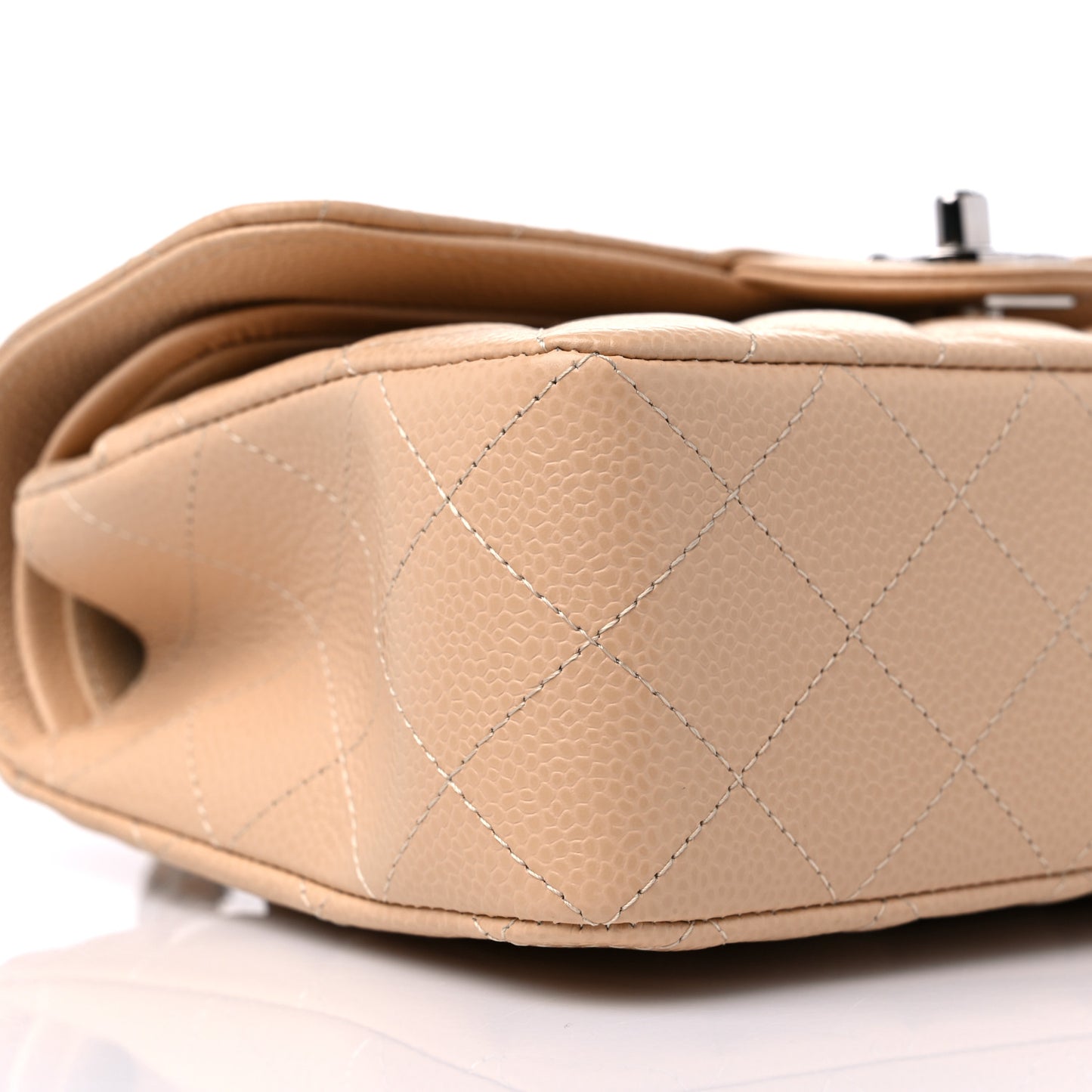 Caviar Quilted Small Double Flap Beige
