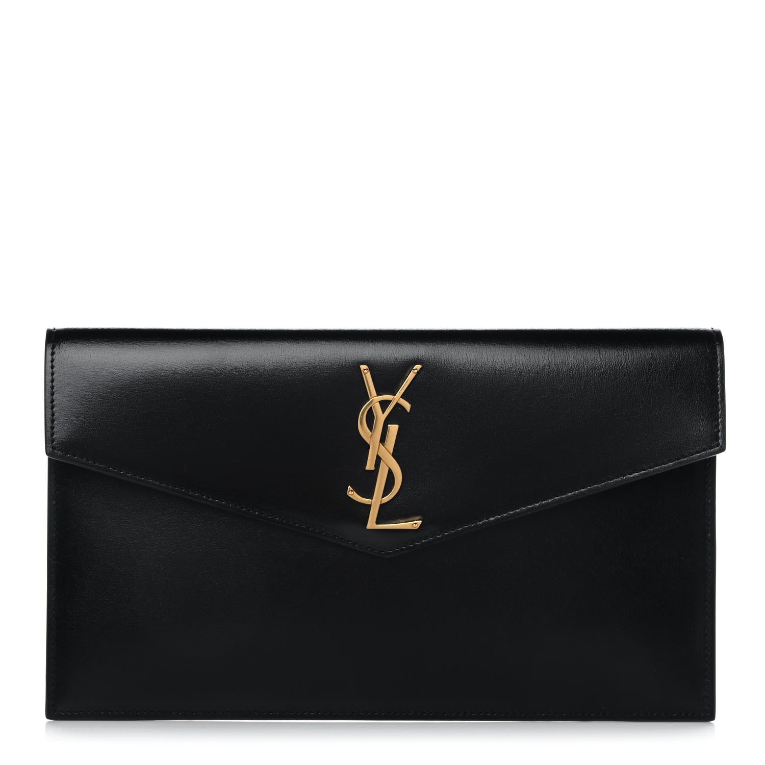 Saint Laurent Smooth Shiny Calfskin Monogram Uptown Pouch Black 1 of 12