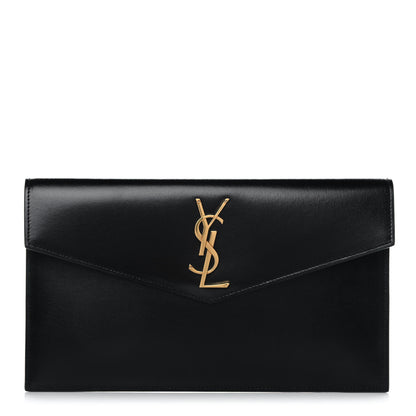 Saint Laurent Smooth Shiny Calfskin Monogram Uptown Pouch Black 1 of 12