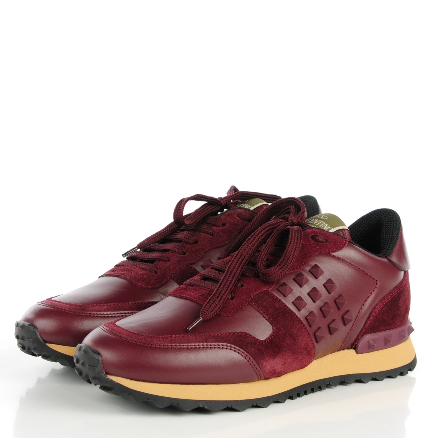 Valentino Garavani Calfskin Suede Rockstud Sneakers 37 Rubin 3 of 7
