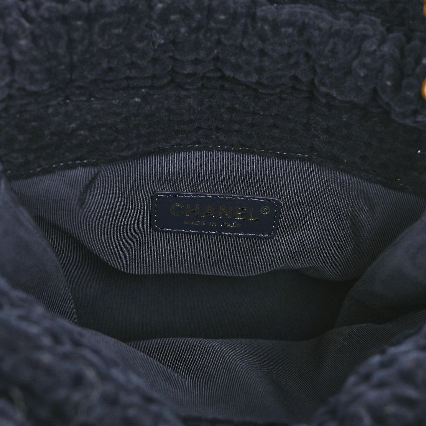Cotton Tweed Shopping Bag Navy