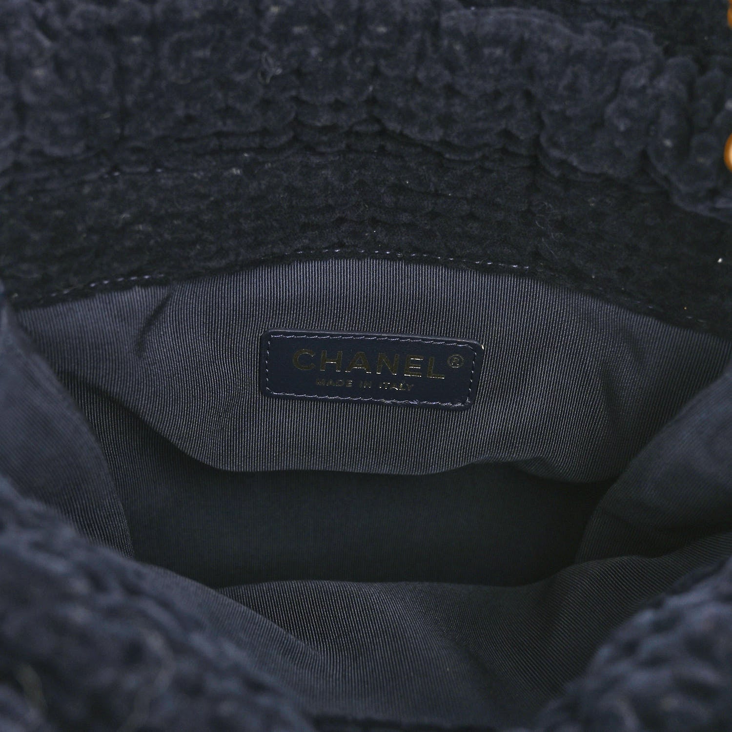 Chanel Cotton Tweed Shopping Bag Navy 6 of 10