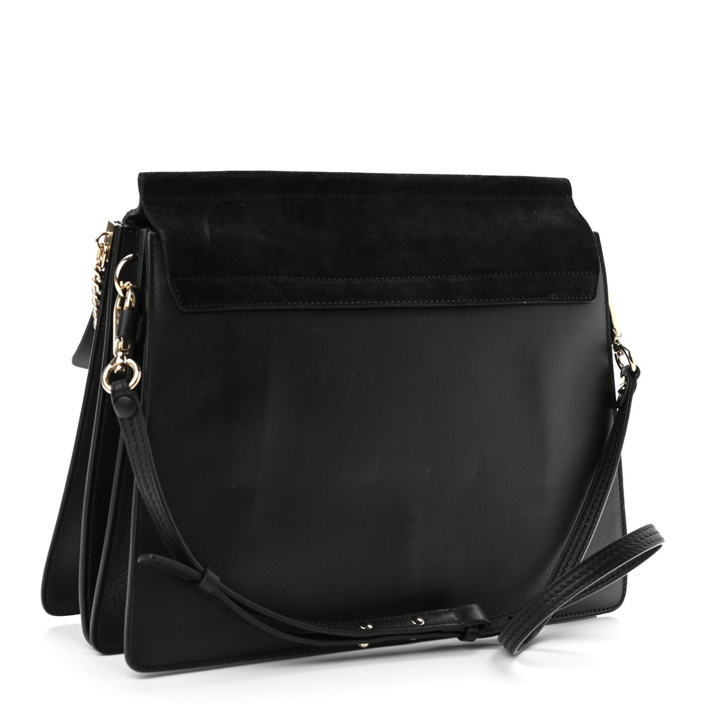 Suede Calfskin Medium Faye Shoulder Bag Black