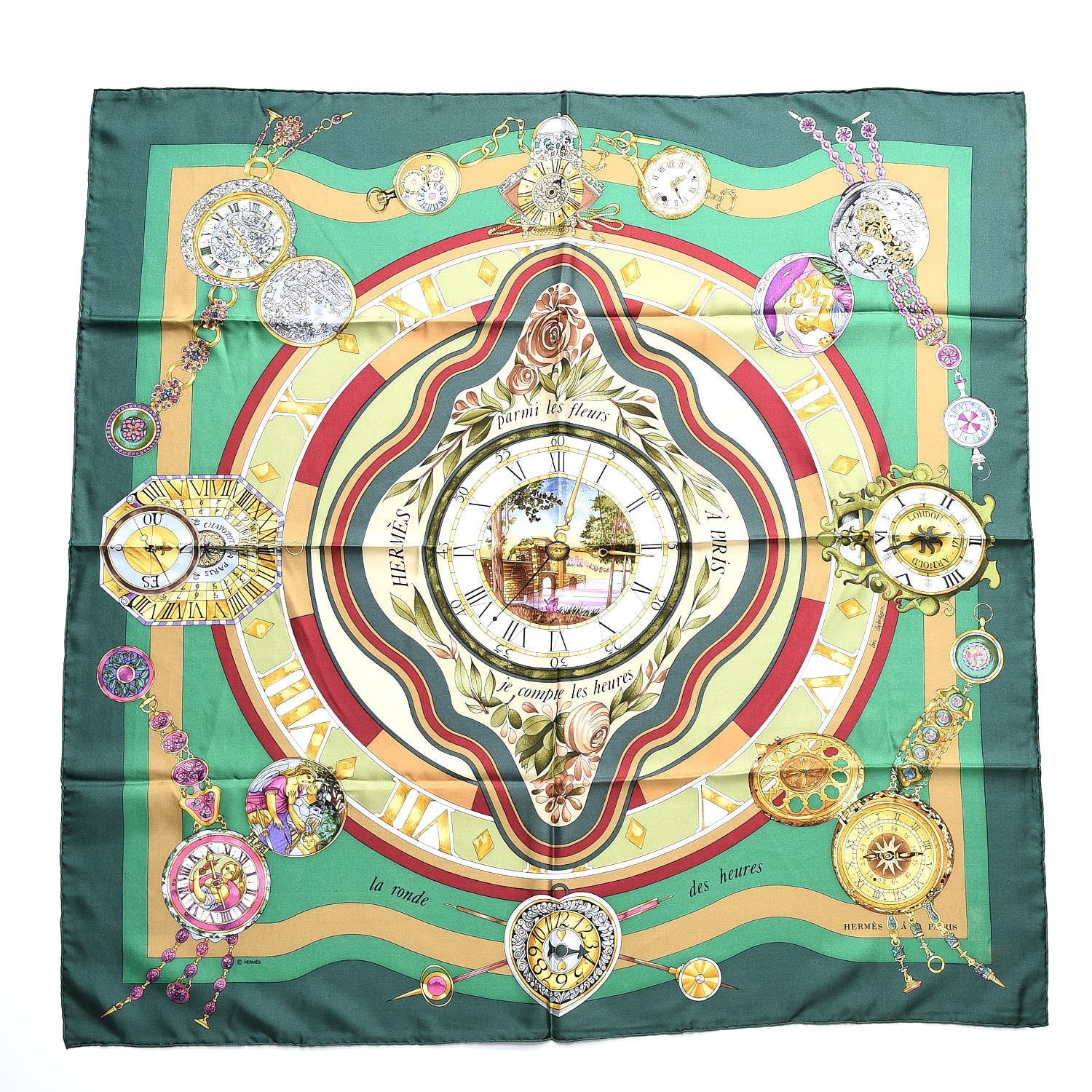 Hermes Silk La Ronde des Heures Scarf 90 1 of 6