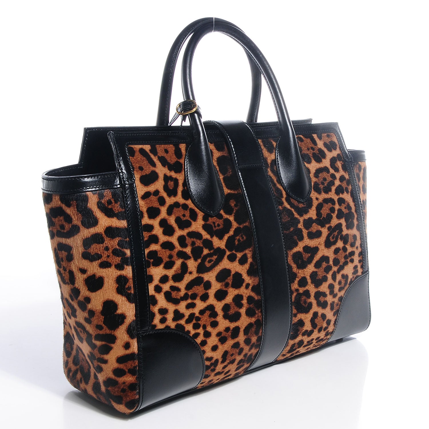 Gucci Pony Hair Jaguar Print Medium Lady Buckle Top Handle Bag Black 3 of 10