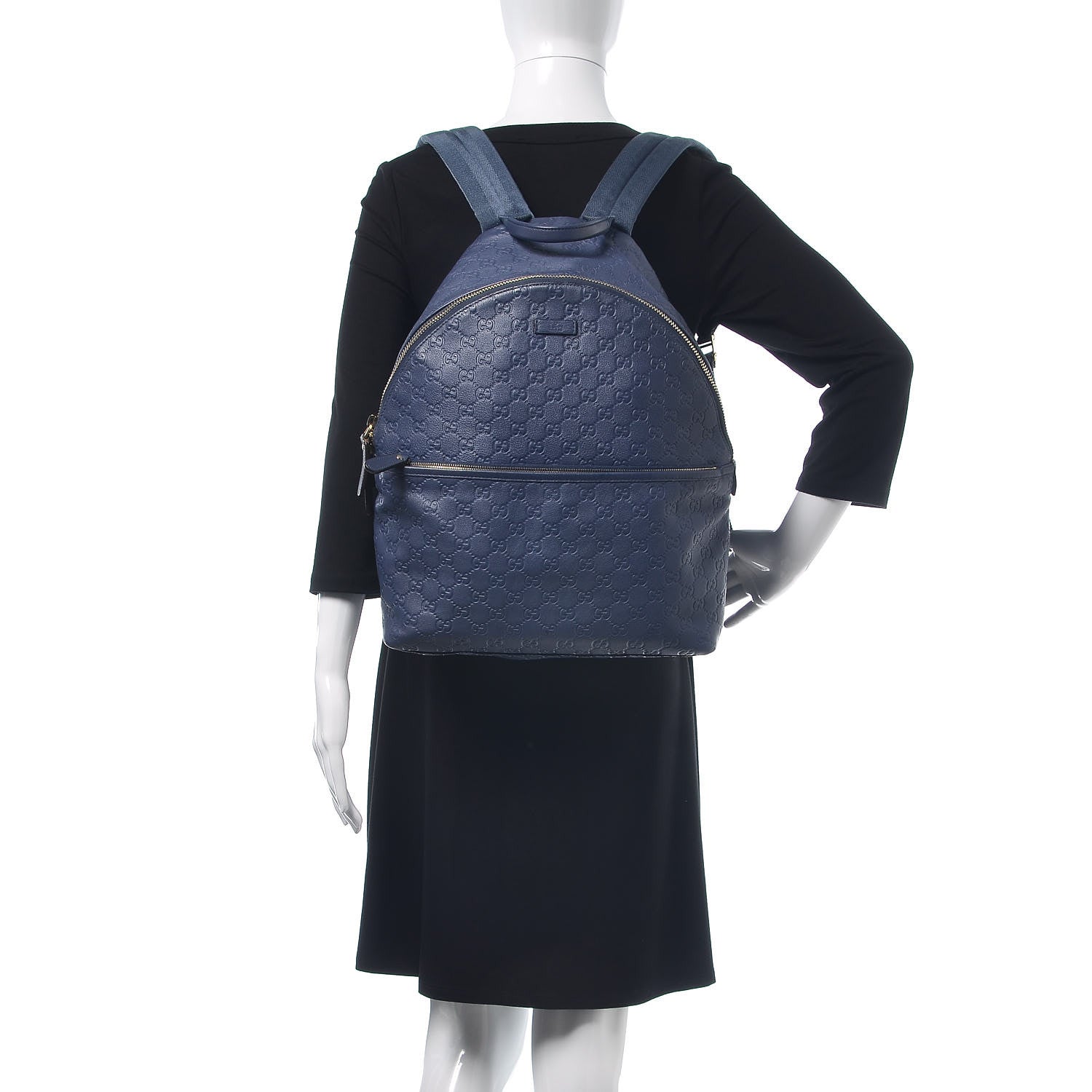 Gucci Guccissima Medium Classic Backpack Blue 2 of 13