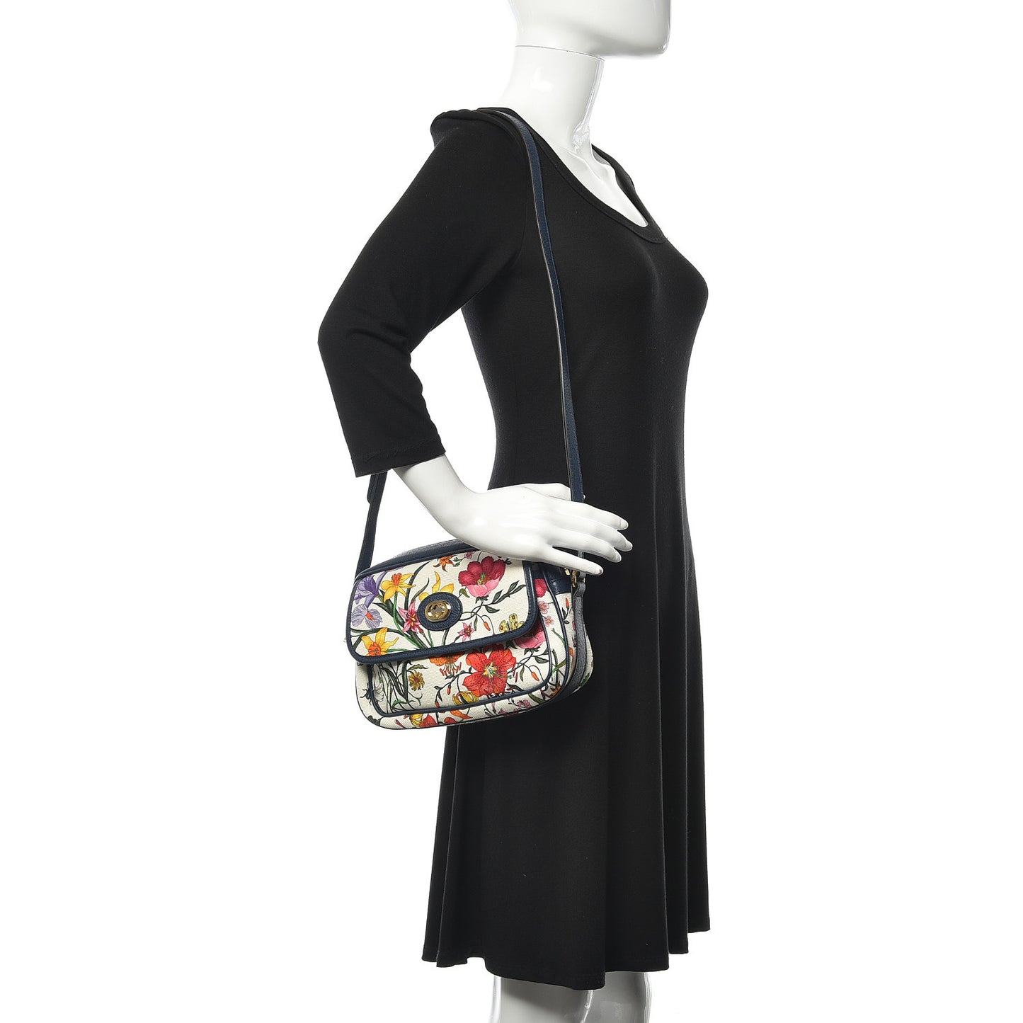 Canvas Flora Floral Shoulder Bag White Blue Agata Mulitcolor