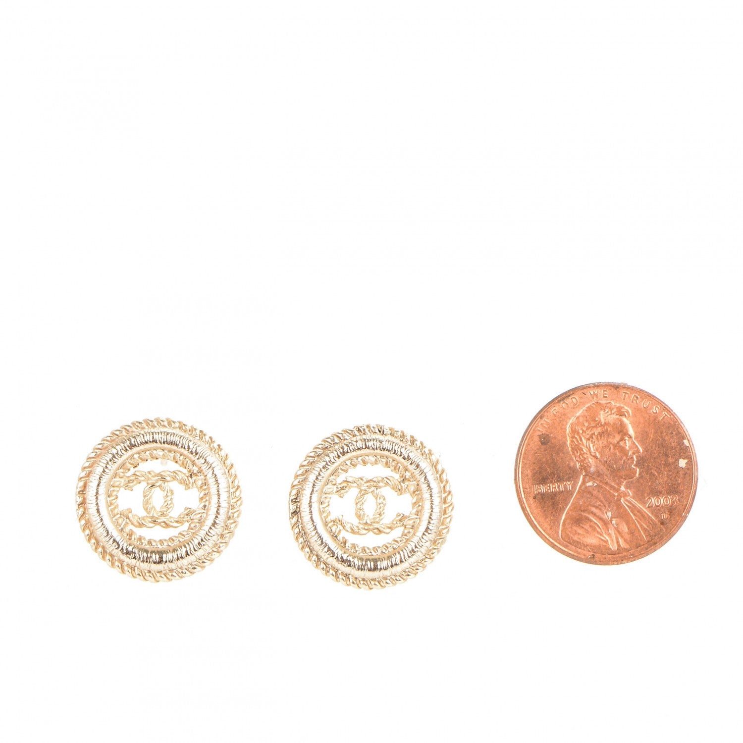 Chanel Twisted CC Earrings Light Gold 2 of 4