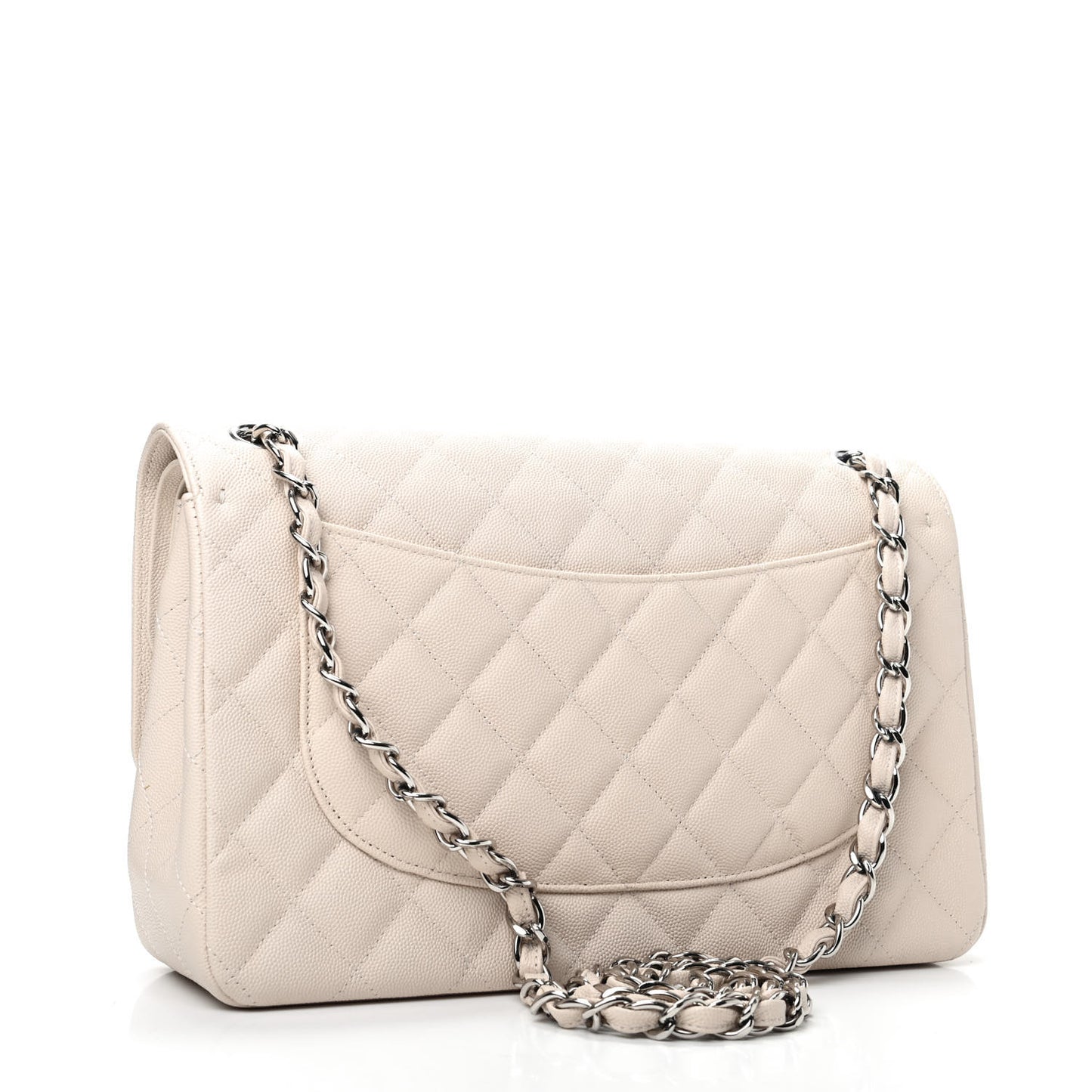 Caviar Quilted Jumbo Double Flap White