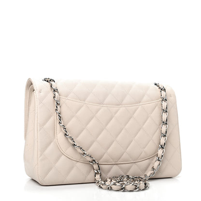 Chanel Caviar Quilted Jumbo Double Flap White 3 of 11