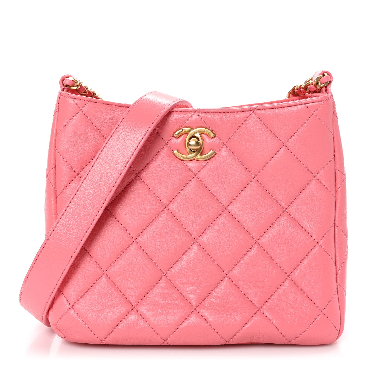 Chanel Lambskin Quilted Multi Chain Hobo Pink 1 of 10