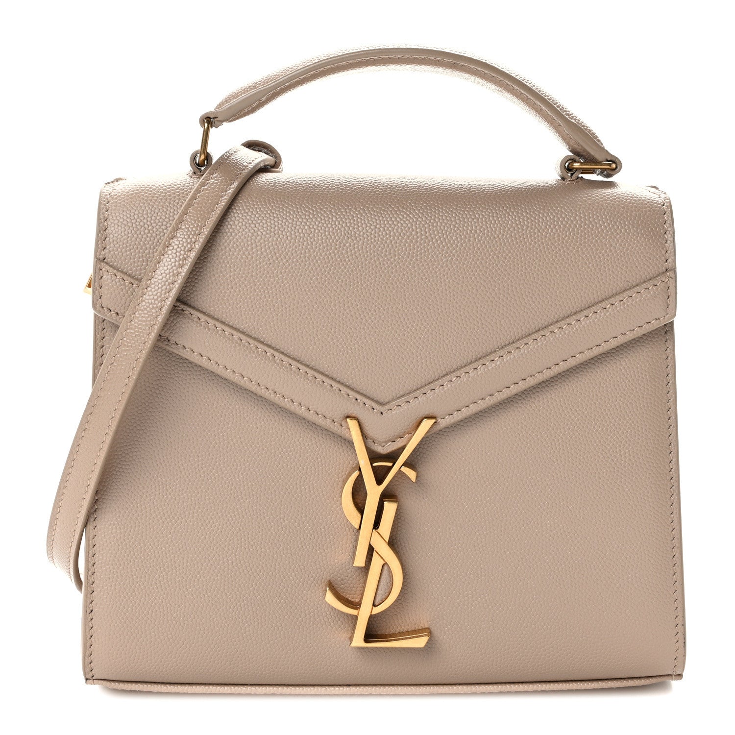 Saint Laurent Grain de Poudre Mini Classic Monogram Cassandra Top Handle Beige 1 of 8