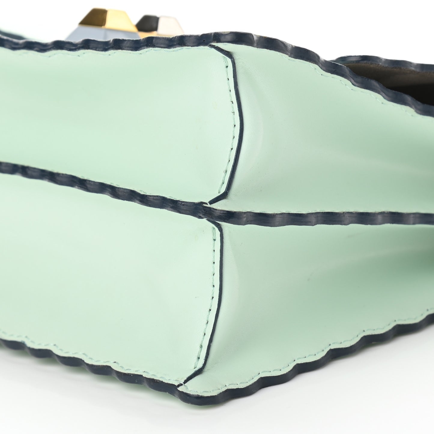 Vitello Liberty Scalloped Studded Small Kan I Shoulder Bag Fairy Green