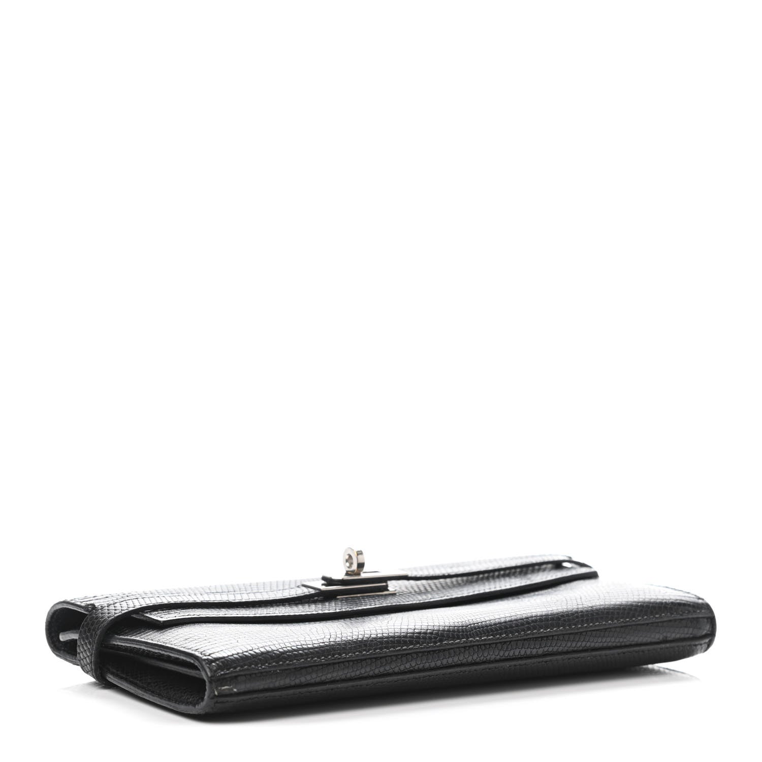 Hermes Lizard Kelly Longue Wallet Black 3 of 4