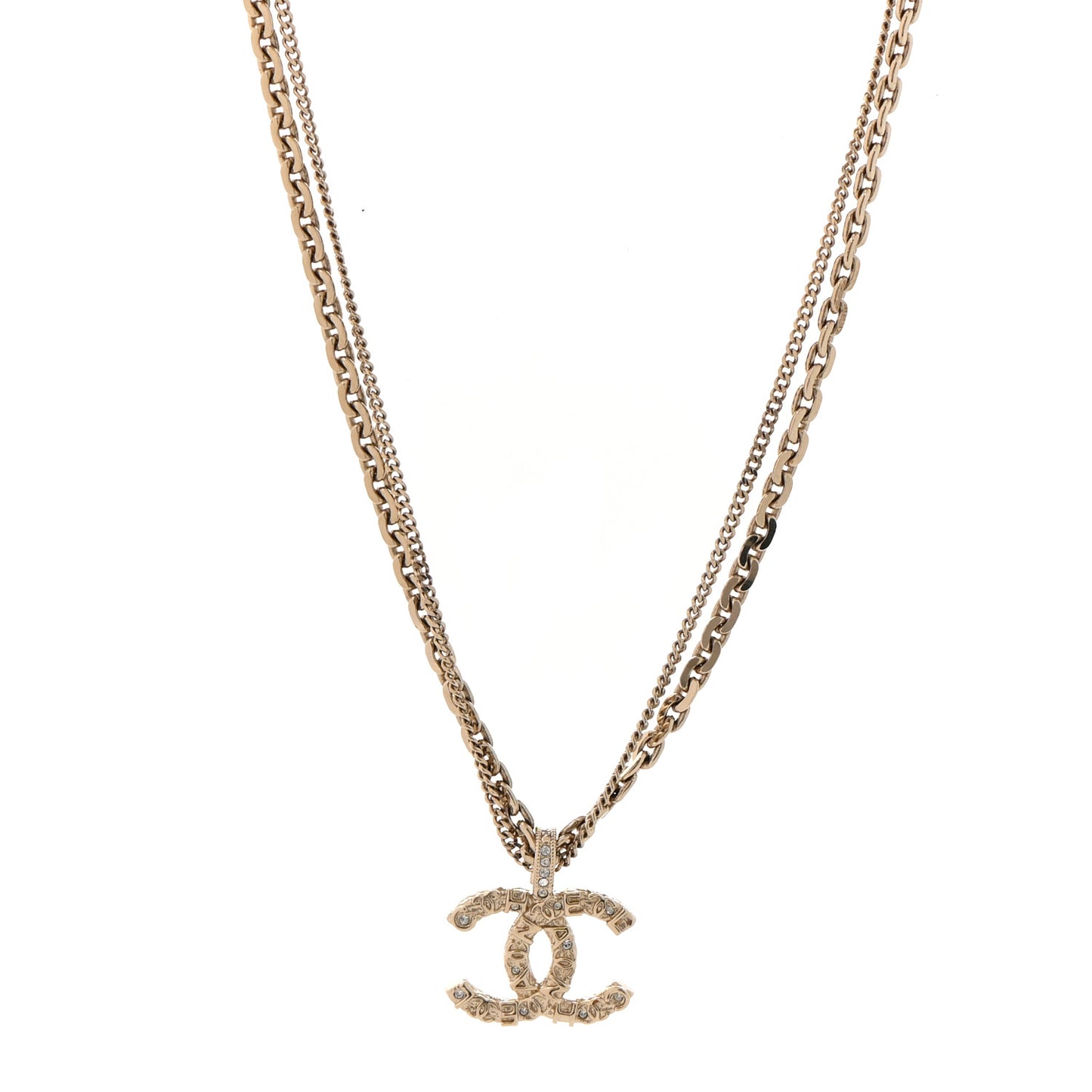 Crystal CC Multi Strand Chain Necklace Gold