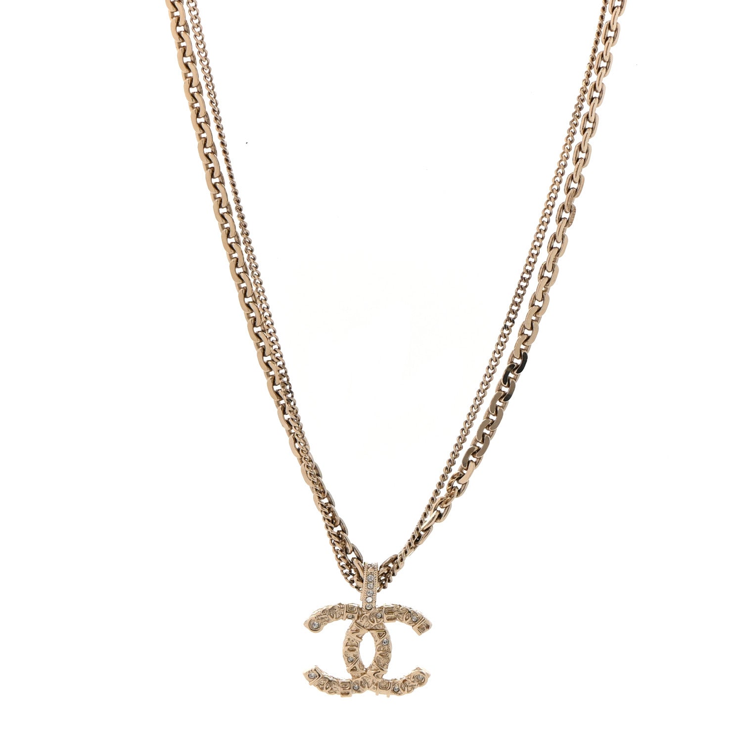 Chanel Crystal CC Multi Strand Chain Necklace Gold 1 of 6