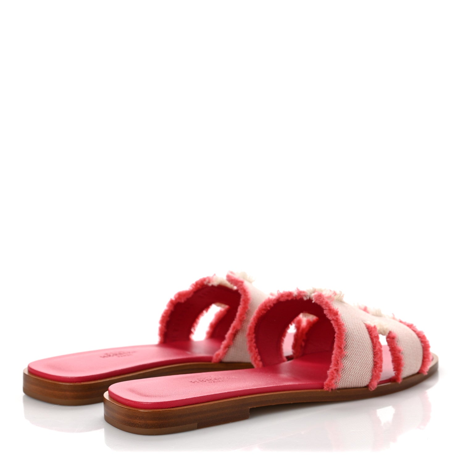 Hermes Calfskin Canvas Oran Sandals 37 4 of 8