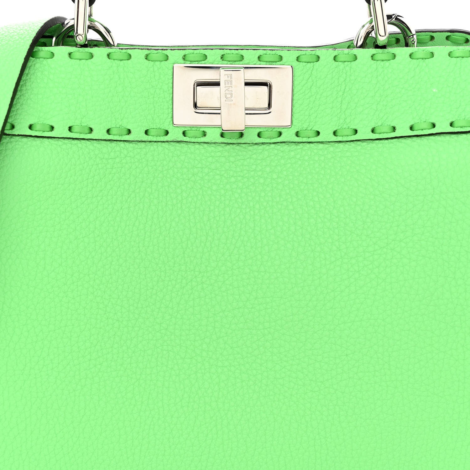 Fendi Cuoio Roma Sellerissima Nappa Sintetica Tape Stitch Small Peekaboo I SEE U Satchel Edamame 9 of 13
