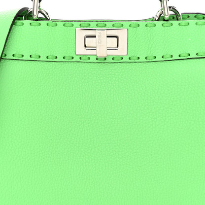 Fendi Cuoio Roma Sellerissima Nappa Sintetica Tape Stitch Small Peekaboo I SEE U Satchel Edamame 9 of 13