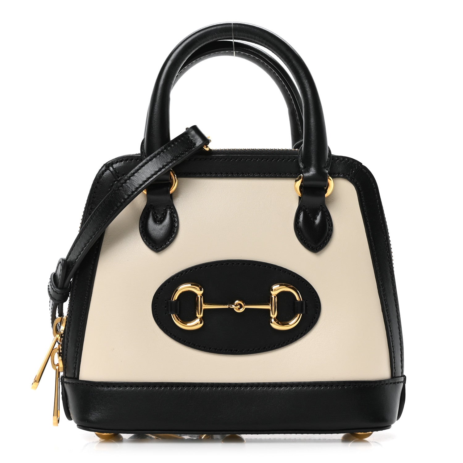Gucci Boarded Plutone Calfskin Bi-Color Mini Horsebit 1955 Top Handle Bag Mystic White Black 1 of 10