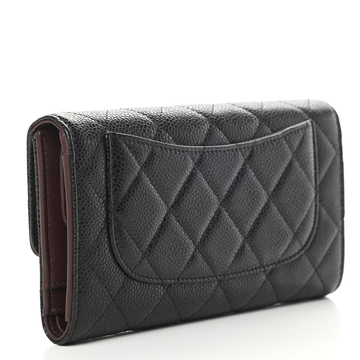Caviar Quilted Large Flap Wallet Black