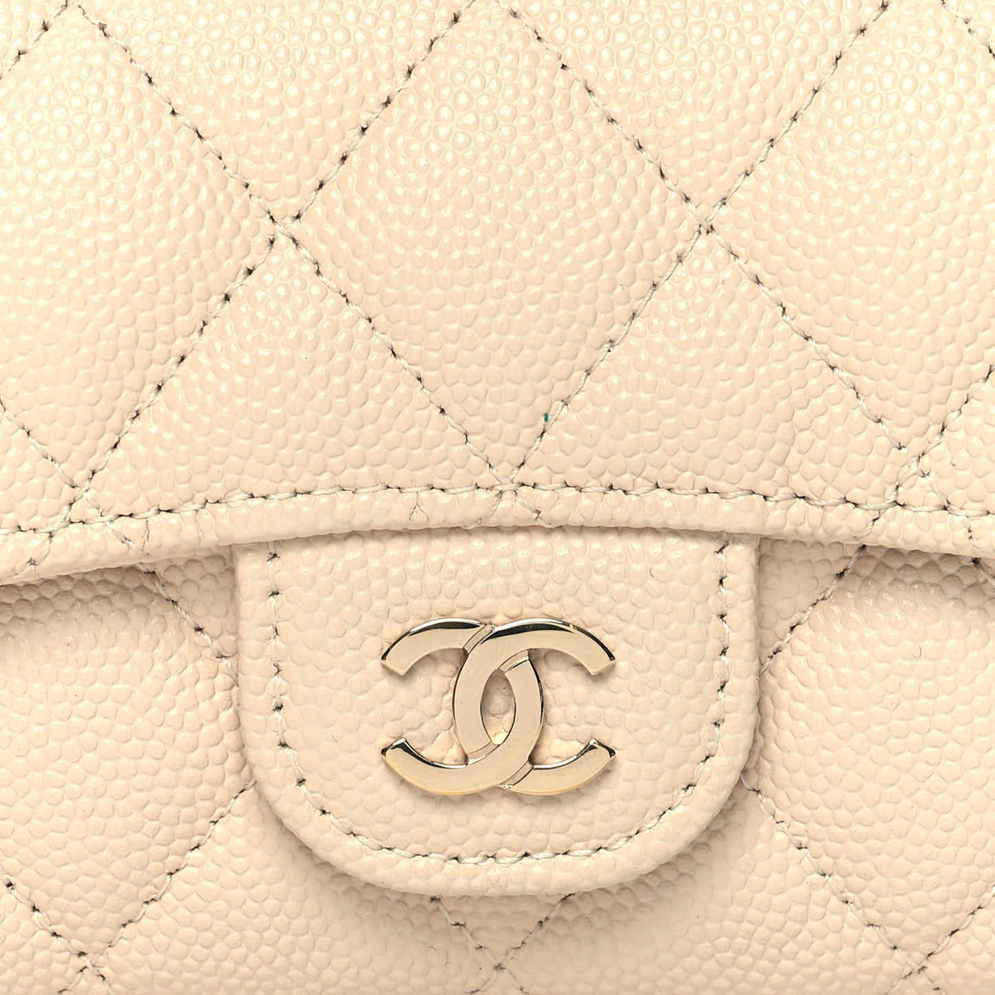 Caviar Quilted Flap Card Holder Wallet White