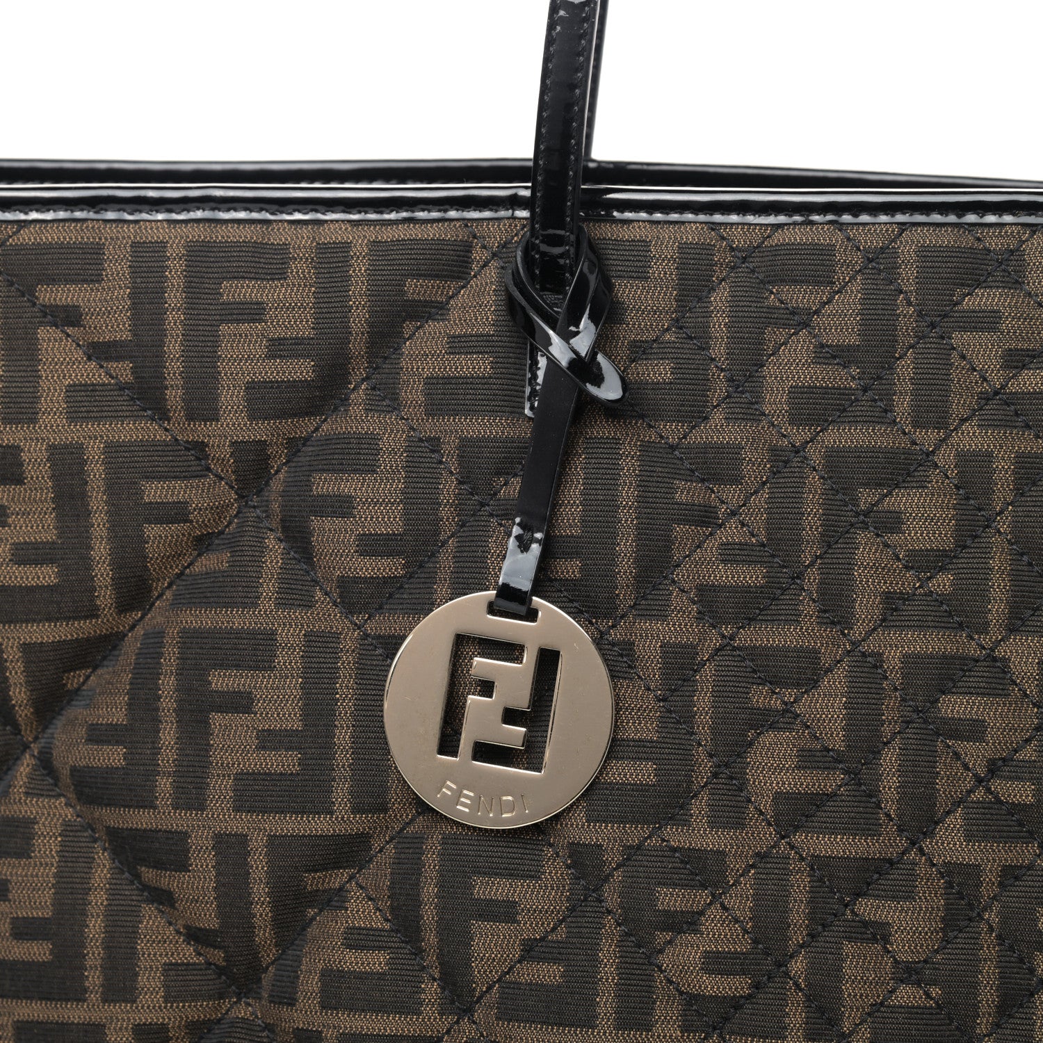 Fendi Zucca Quilted Medium Roll Tote Tobacco Black 9 of 9