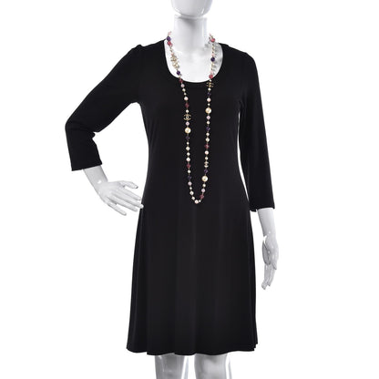 Chanel Pearl Beaded CC Long Necklace Pink Gold 2 of 5