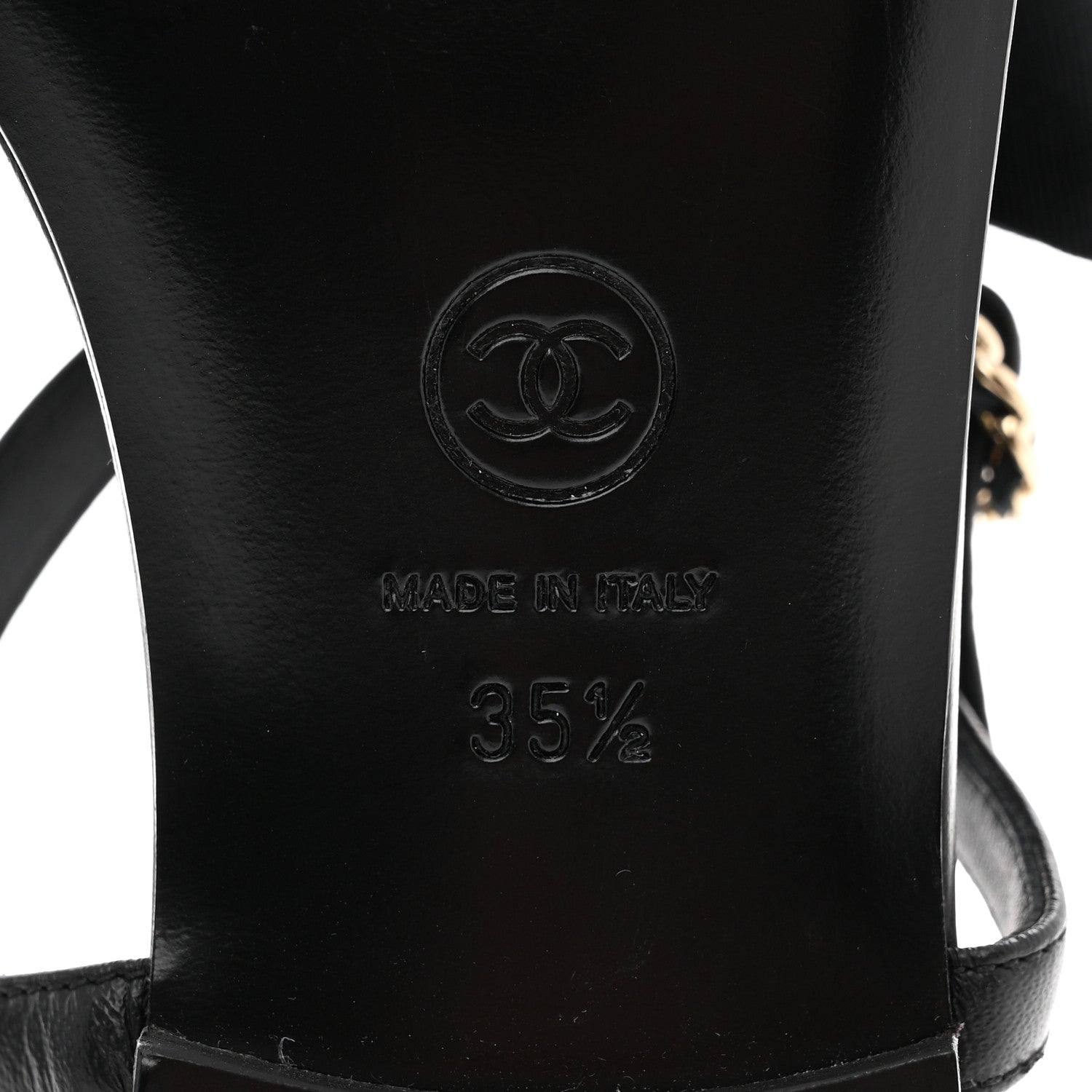 Chanel Lambskin Crystal Chain CC Thong Sandals 35.5 Black 7 of 9