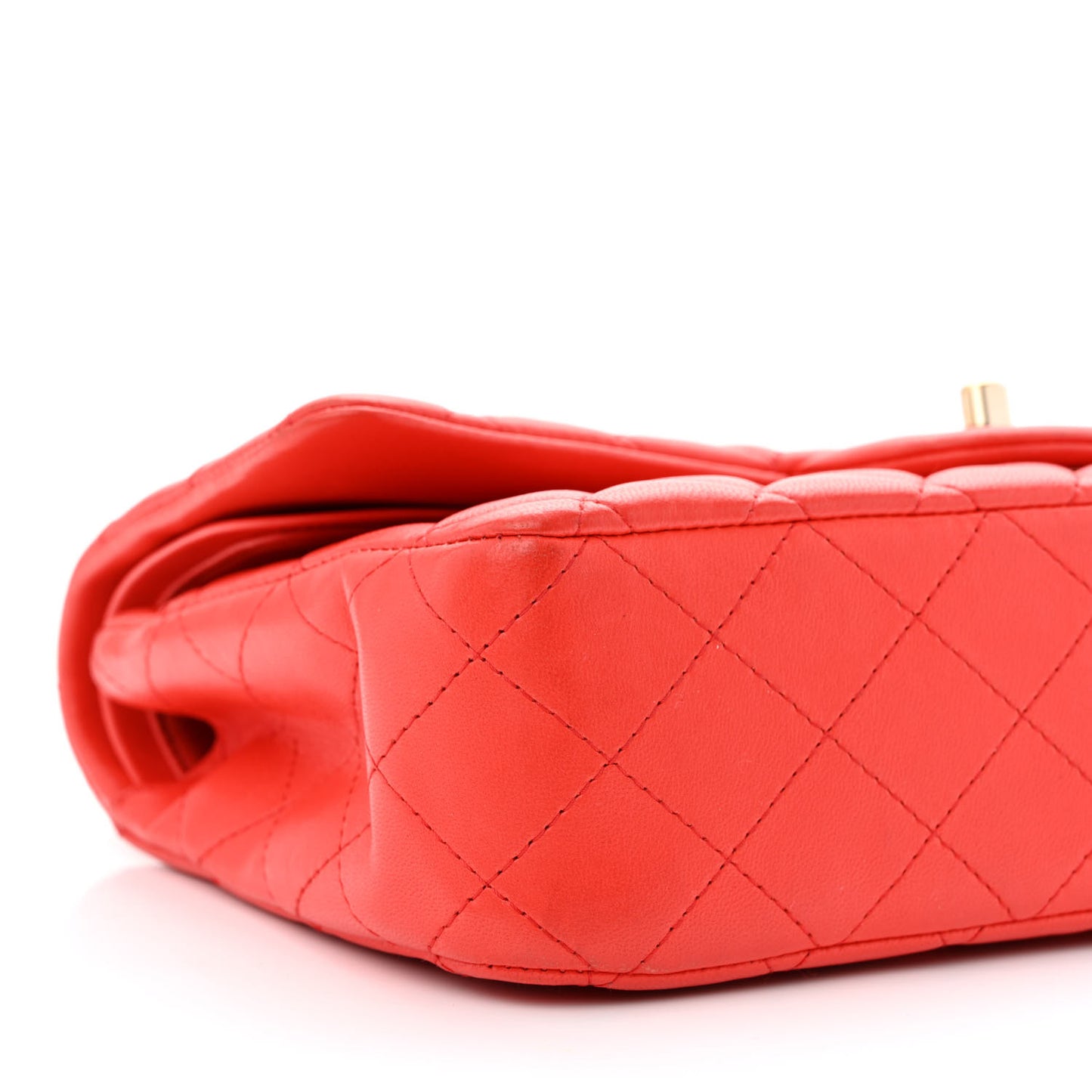 Lambskin Quilted Medium Double Flap Red