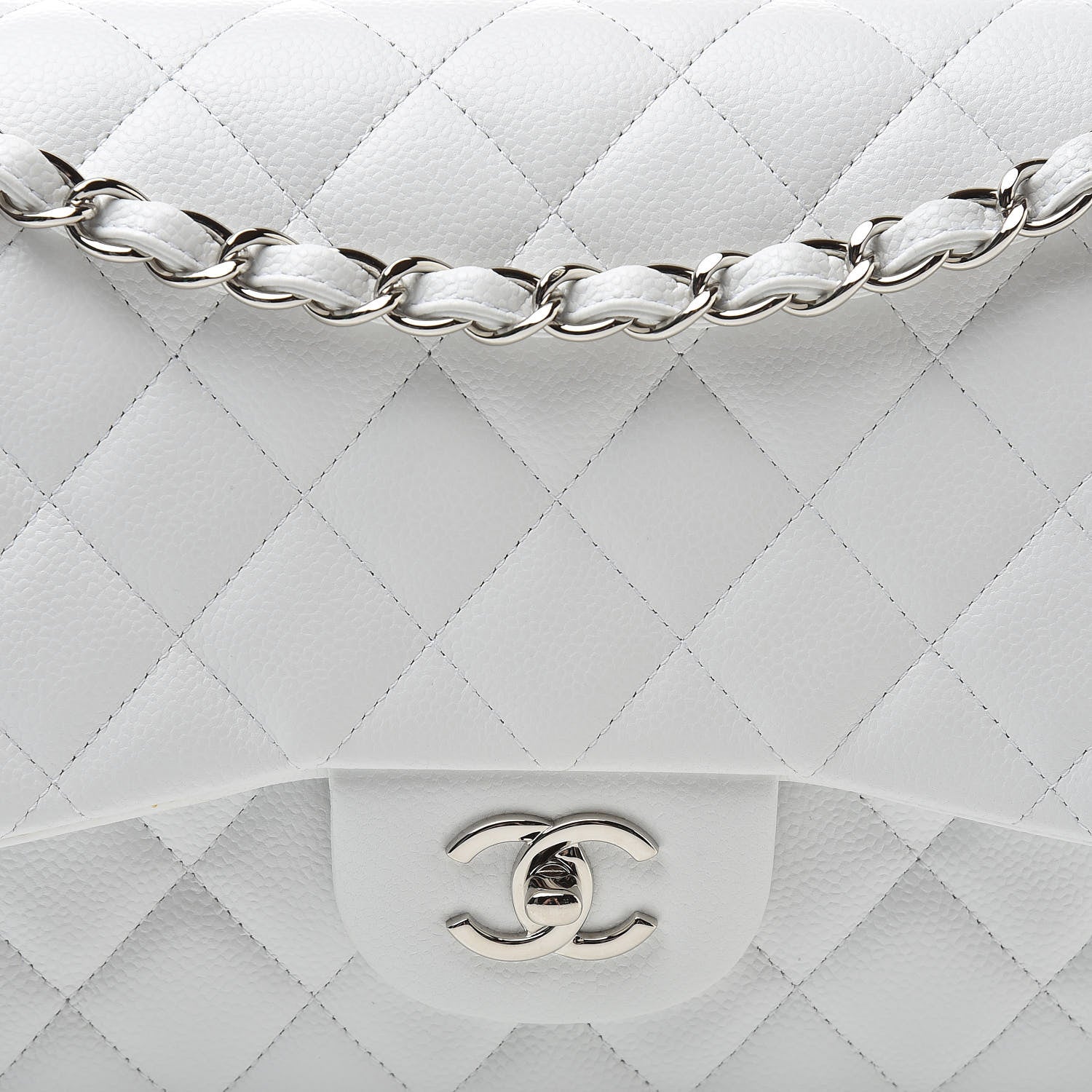 Chanel Caviar Quilted Jumbo Double Flap White 8 of 13