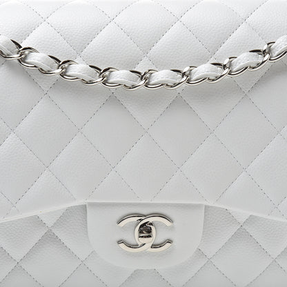 Chanel Caviar Quilted Jumbo Double Flap White 8 of 13