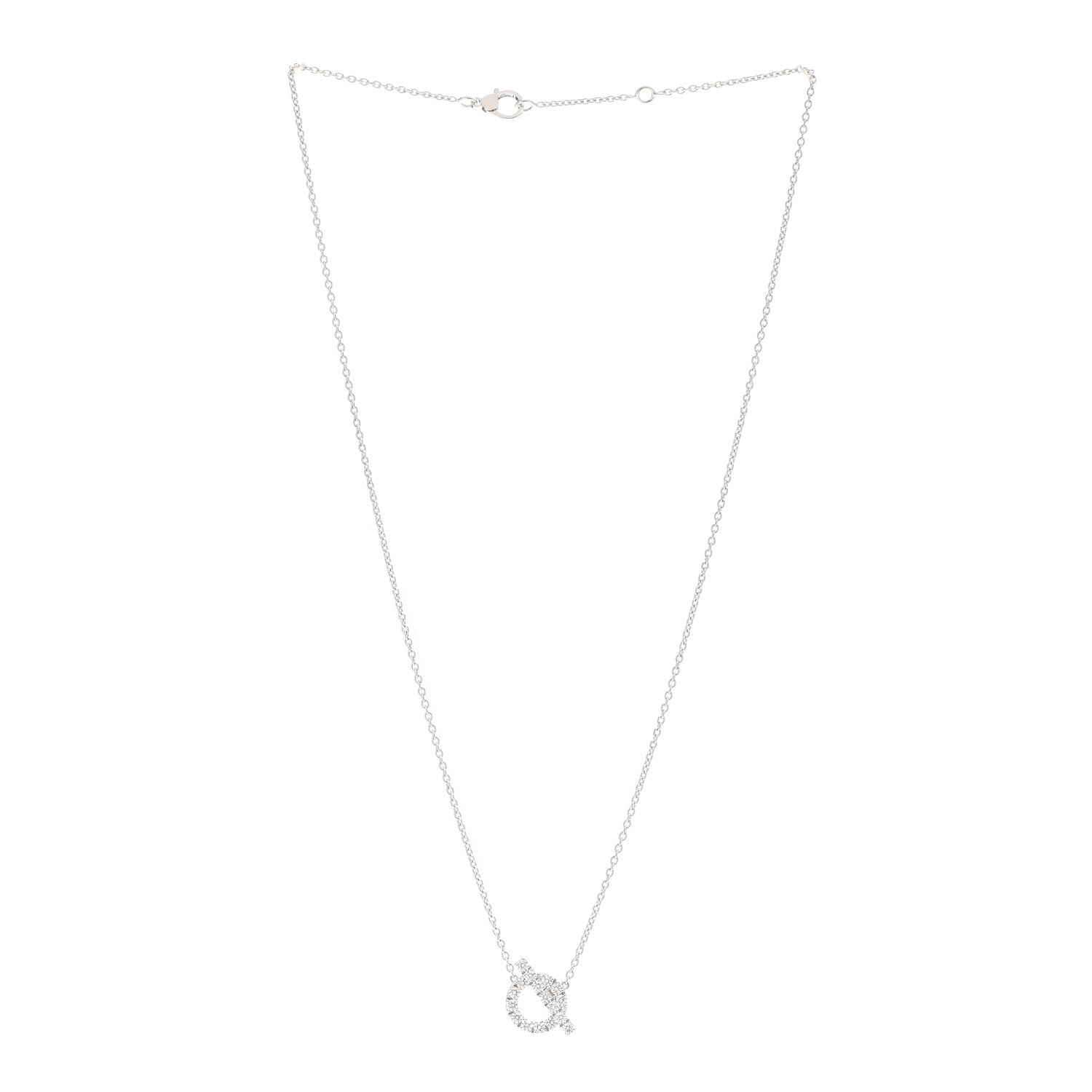Hermes 18K White Gold Diamond Finesse Pendant Necklace 3 of 5