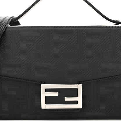Fendi Vitello King FF Lines Embossed Baguette Soft Trunk Black 7 of 9