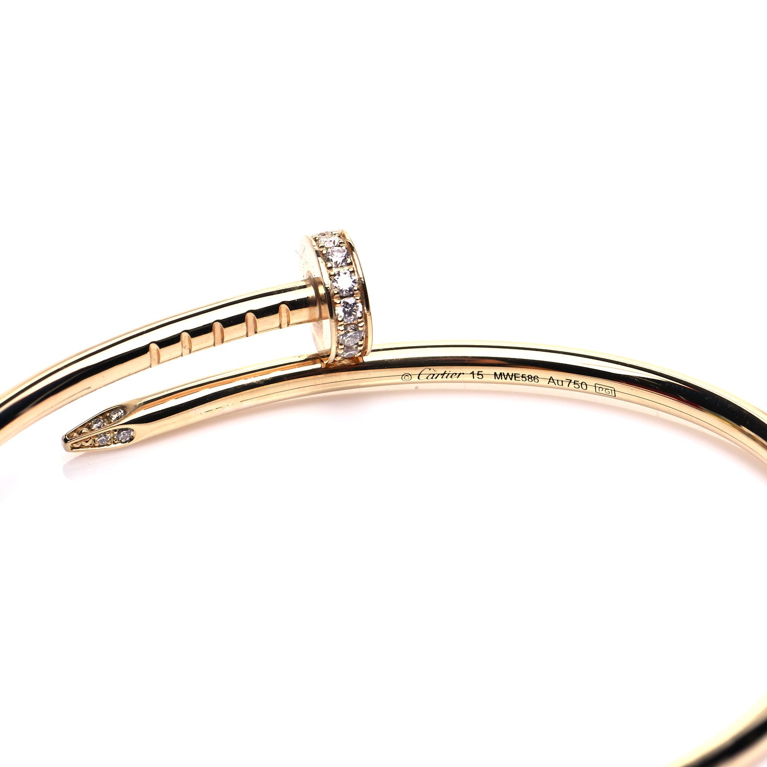 Cartier 18K Yellow Gold Diamond Small Juste Un Clou Bracelet 15 5 of 7